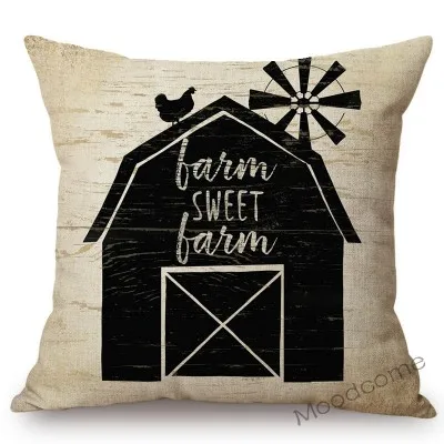 Nordic Farm Animals Sweet Farm Life Rule Principle Letter Art Sofa Throw Pillow Case Retro Cotton Linen Car Pillow Cushion Cover - Цвет: T218-5