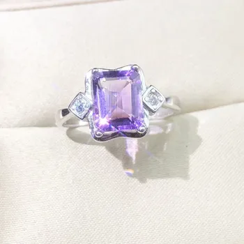 

Silver 925 Jewelry Gemstone Woman Rings Natural Amethyst 7X9MM Stone Size Free Finger Ring,Traditional Birthstone for February