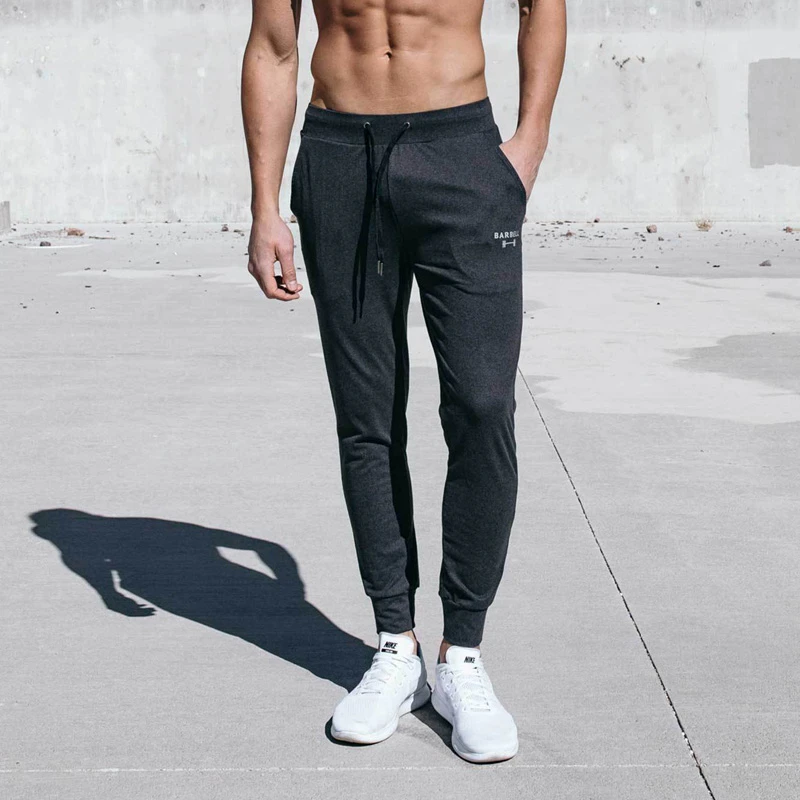 Casual Funny Print Letter Barbell Mens Pants Cotton Spring/Autumn Gray Men Joggers Sweatpants Plus Size Trouser Joggers Straight