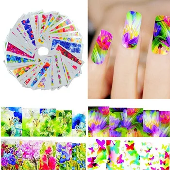50 Sheets Mixed Designs YZWLE 60 Sheets Flower DIY Decals Nails Art Water Transfer Printing Stickers For Manicure Salon