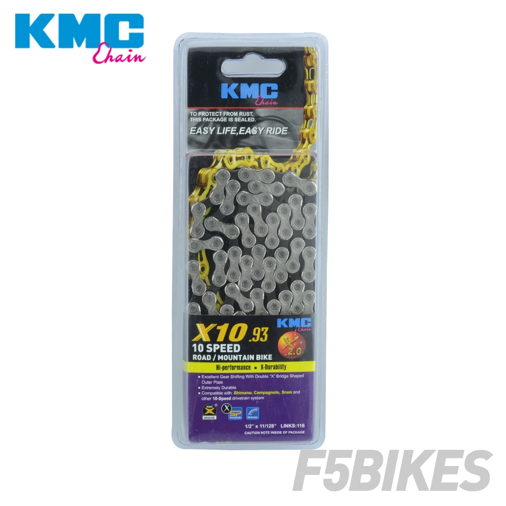 KMC X8 X9 X9sl X10 X10sl X11SL Z99 Bike Chain 9S 10S 11S Gold for MTB/Road Bike fo Shimano/SRAM 8 9 10 11 speed 116L /chain bike