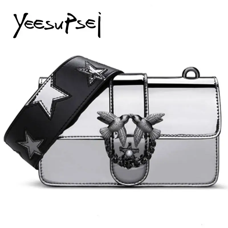

Yeesupsei 2018 New Patent Leather Handbag Totes Swallow Patten Metal Single Shoulder Bags Female Zipper Hasp Shopping Handbags