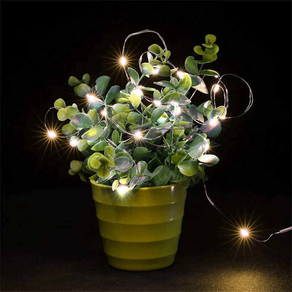 

5pcs 10M Yellow Shine 100LED 3AA Battery Silver Wire String Light With 8 Function Remote Control