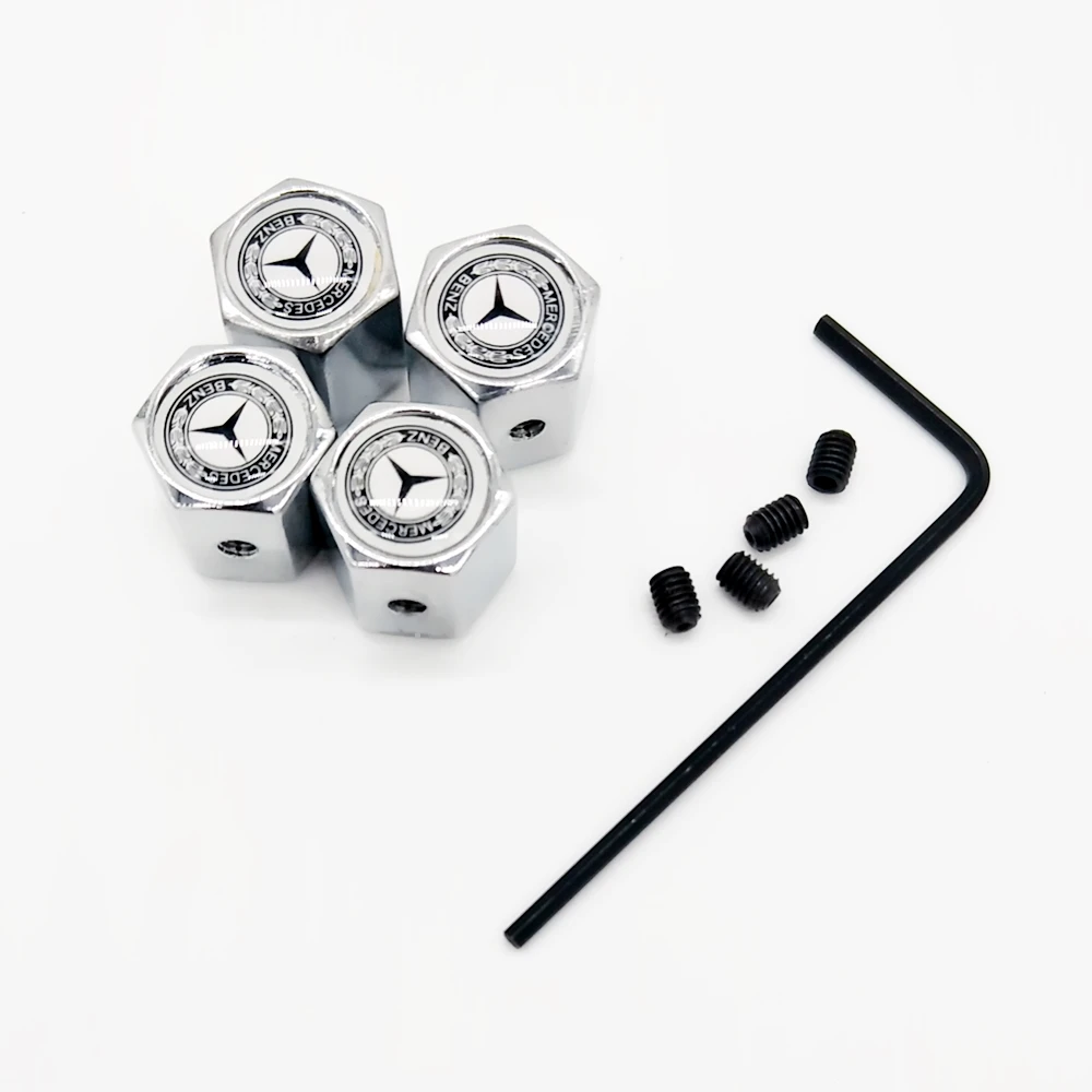 

Mercedes Ben-z Tyre Caps Chrome Anti Theft Locking Set Of 4 Merc Tire Dust Cap