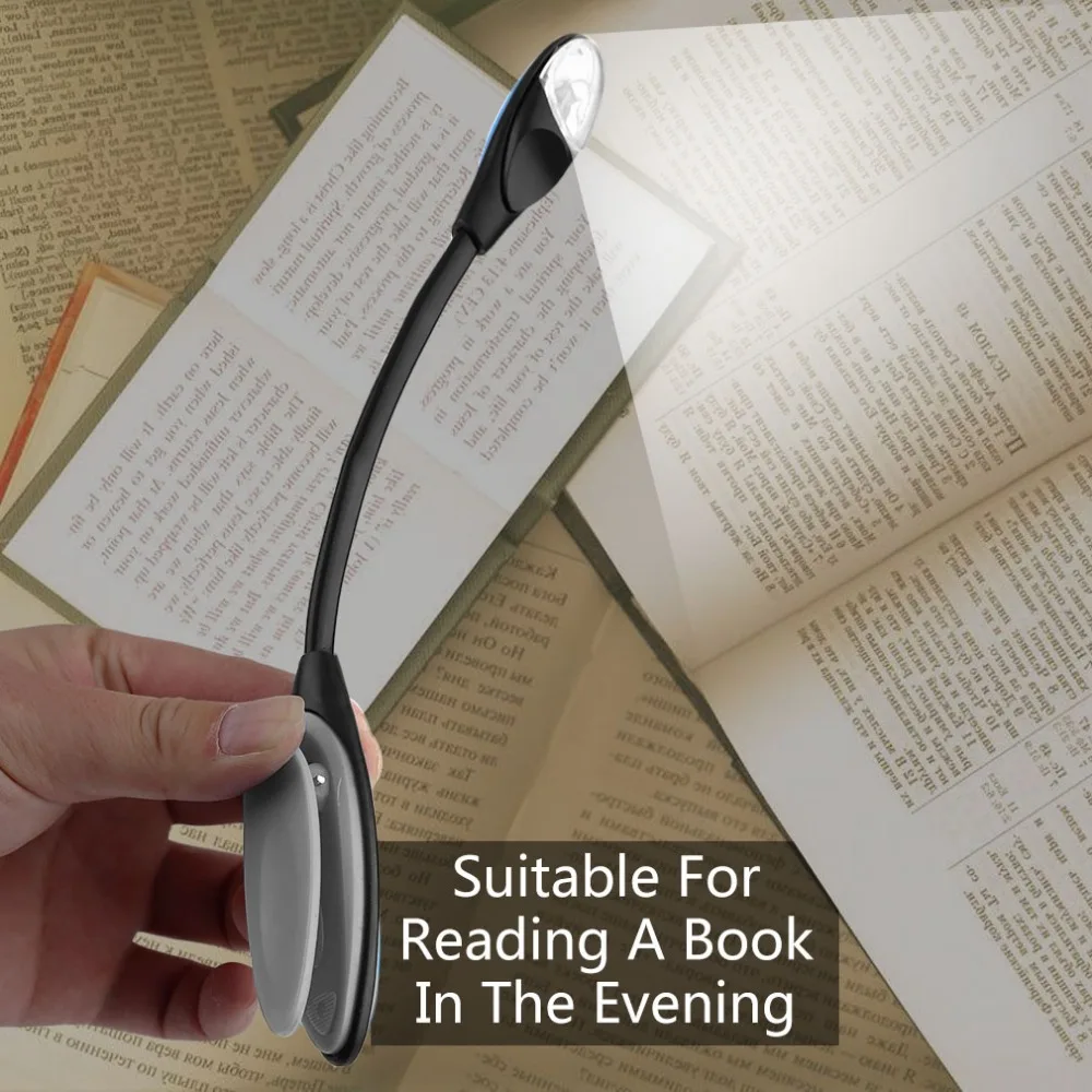 1 шт. Мини Гибкий Clip-On Яркий Booklight ноутбука Белый светодиодный Книга настольная лампа