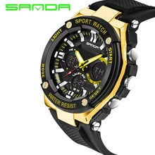 Мужские часы relogio masculino, SANDA, Модные Аналоговые Цифровые кварцевые часы, водонепроницаемые цифровые мужские часы, светодиодный Секундомер, военные часы