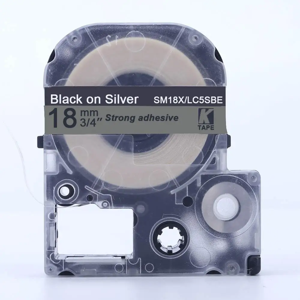 Смешанные 22 цвета 18 мм совместимая kingjim SS18KW/LC-5WBN клейкая ламинированная этикетка лента для принтера Epson - Цвет: black on silver