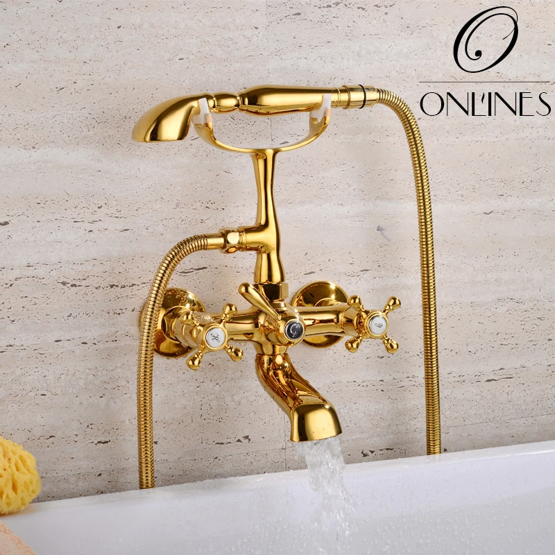 German online Super Furukawa antique full copper bathtub faucet shower faucet hot and cold calls ceramic handle