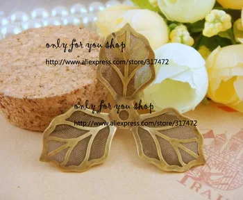 

Free ship!! 45mm antique bronze three leaf copper mesh flower base metal pendant - filigree stamping spacer for jewelry making