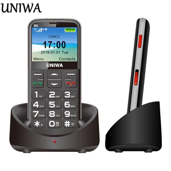 

UNIWA V808G Old Man Mobile Phone 3G SOS Button 1400mAh 2.31" Curved Screen Cellphone Flashlight Torch Cell Phone For Elderly