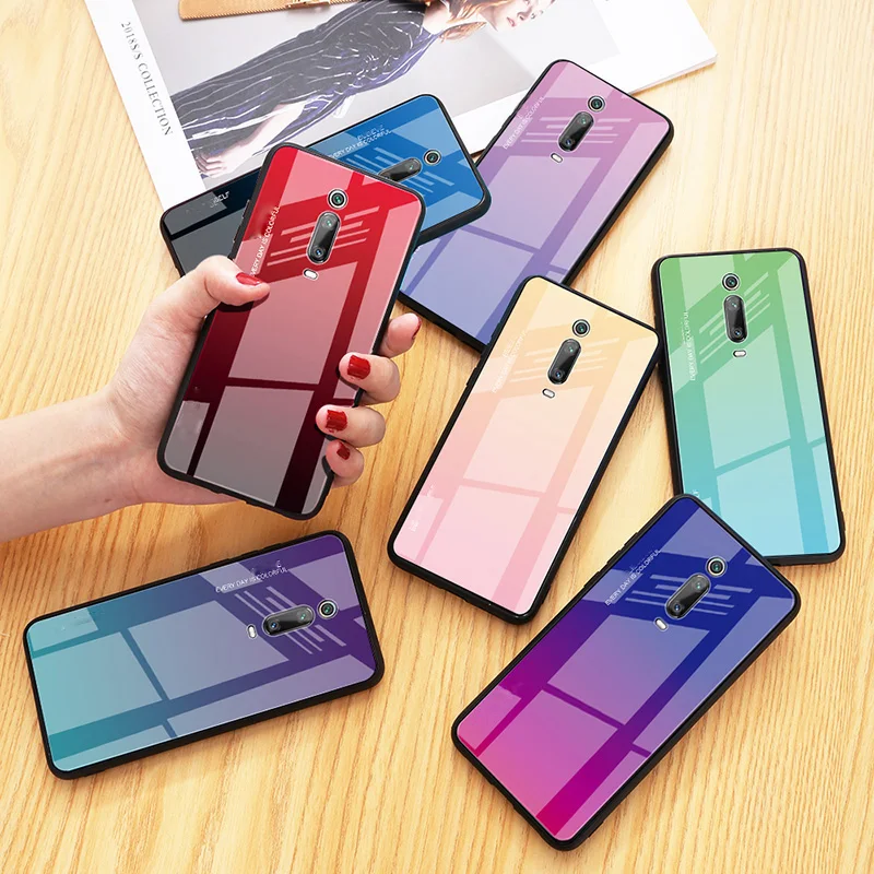 

Gradient glass case for xiaomi mi 9t cases on xiomi mi 9 8 a2 lite 6 redmi note 7 6 k20 pro protective protection case mi9t k 20
