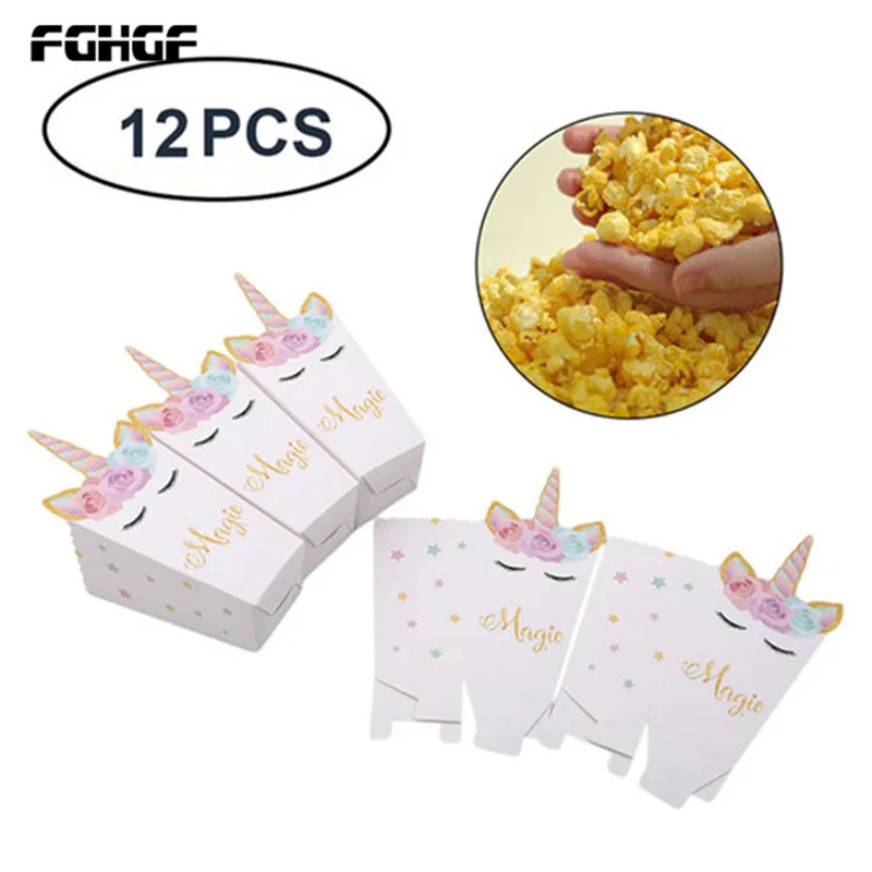 

Box 12 pieces unicorn party popcorn box DIY birthday party