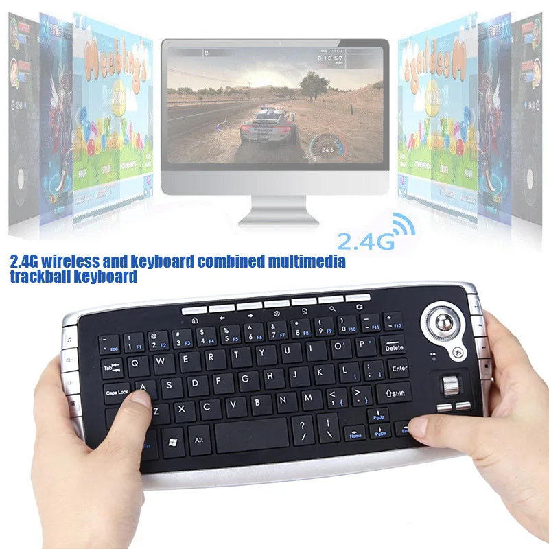 

2 in 1 Wireless Trackball Keyboard 2.4G Portable Multifunctional for HTPC Laptop XXM8
