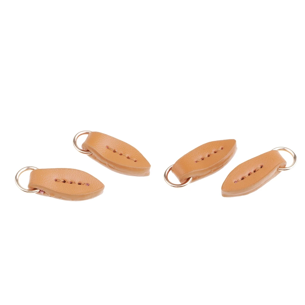

4Pcs Leather Zipper Tags Fixer Pull Replacement for Wallet Purse Bag Brown