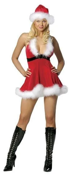 Рождественская одежда, вечерние платья на Рождество, костюм DS для ролевых игр, Сексуальные вечерние костюмы для девочек, A-0538 - Цвет: Красный