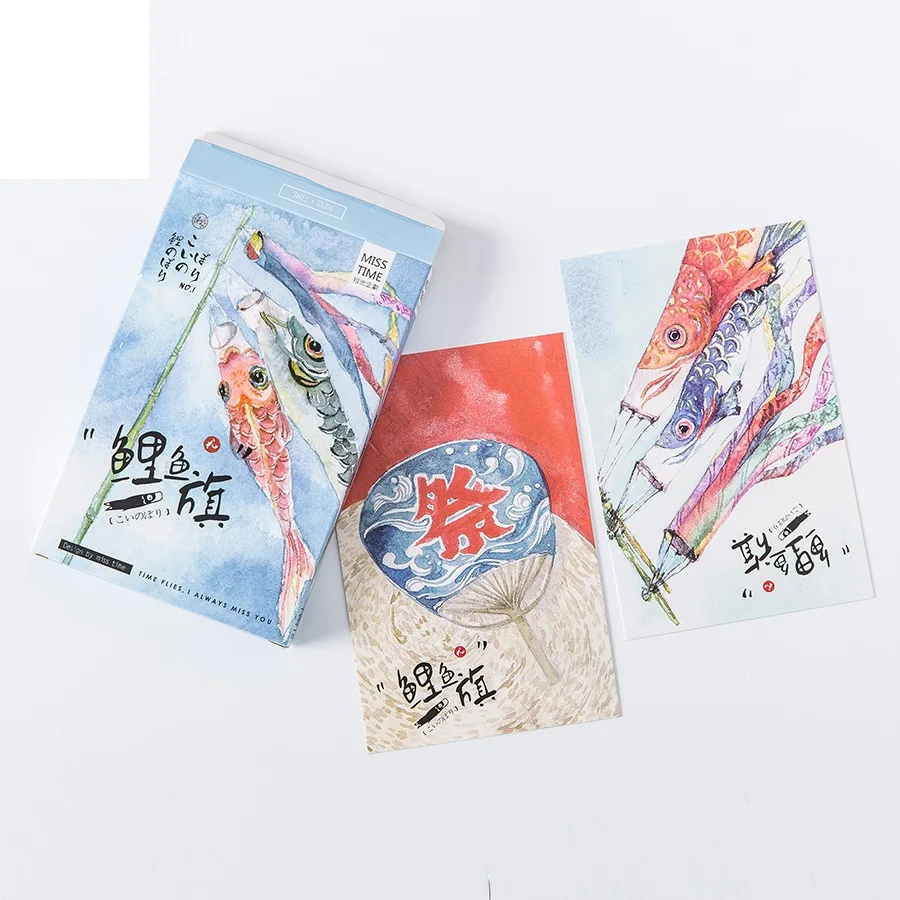 

30 sheets/Set Japanese Style Windsock Carp Koinobori Postcard /Greeting Card/Message Card/Christmas and New Year gifts