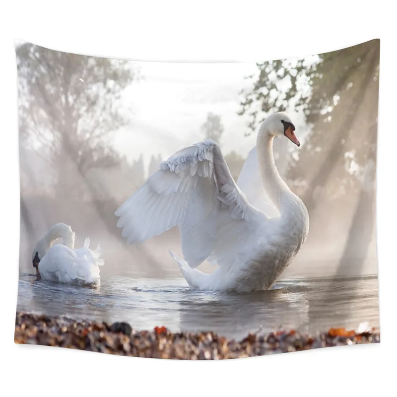 Прямоугольник на стене птица Лебедь с большой гобелен домашний декоративный простыня Для женщин пляжные одеяла Йога-Пикник коврик - Цвет: 3