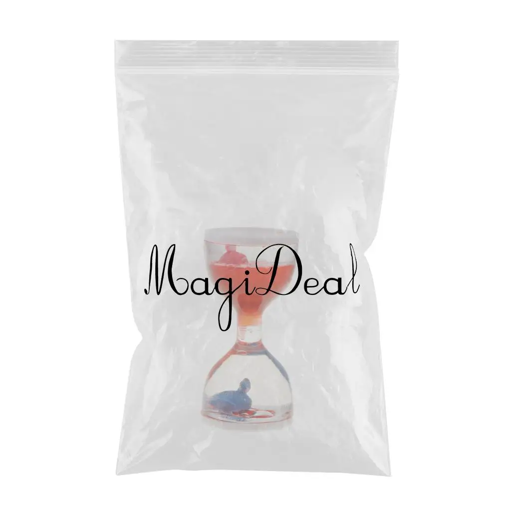 Dolphin Liquid Motion Bubbler Timer Floating Oil Hourglass - Sensory Fidgeting Toys for Kids Home Desk Decor Ornaments Red