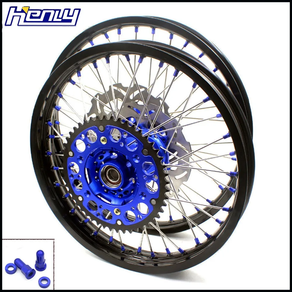 2" /18 Enduro колеса мотоцикла обода в комплекте набор для KTM SX EXC EXC-E EXCF 200 300 350 400 2003- синий ниппель ободки дисков