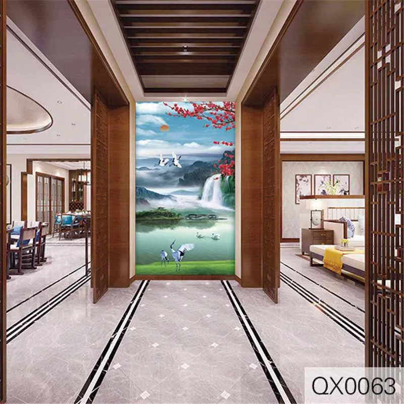 

Custom 3D Print Fabric &Textile Wallcoverings For Walls Cloth Murals Matt Silk Entrance Hallway Corridor Chinese Landscape Cloud