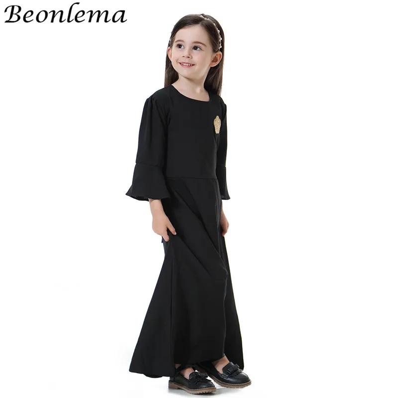 Beonlema/мусульманское платье арабское платье для девочек милые детские платья-кафтан в марокканском стиле с поясом на талии для девочек