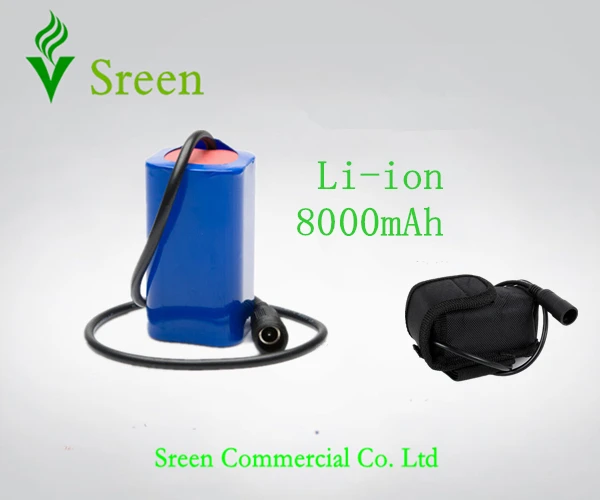 

New 7.4V~8.4V 8000mAh 18650 Rechargeable Li-ion Battery Packs for Bike Bicycle Light Headlamp CREE XML-T6 LED SSC P7