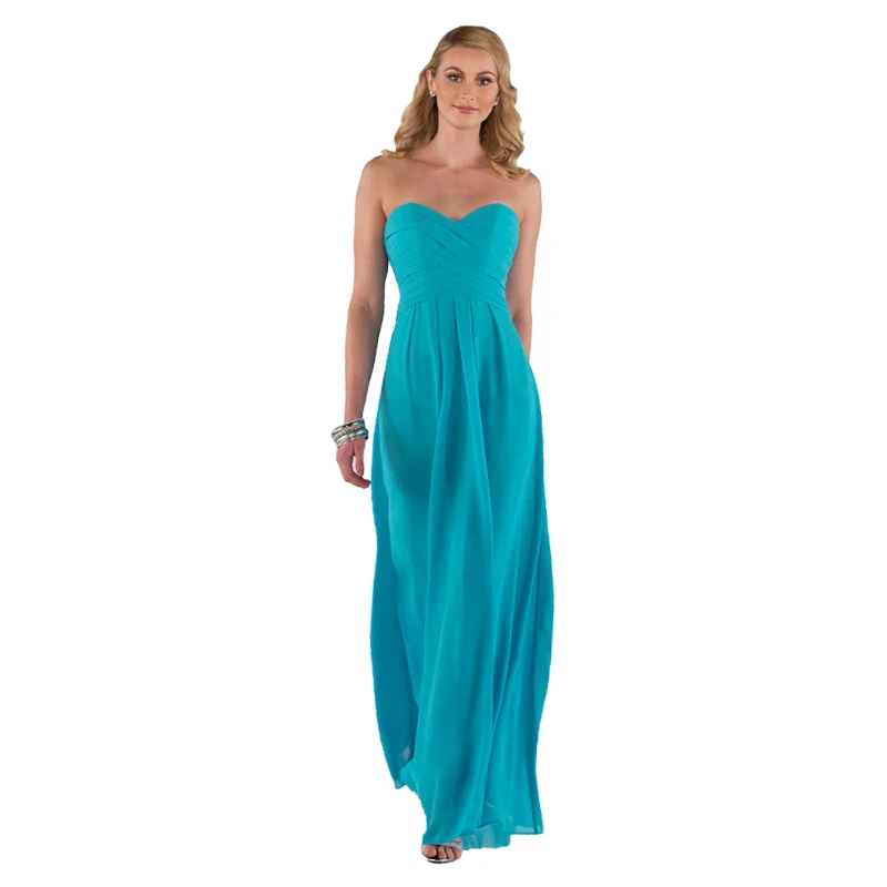 Turquoise Chiffon Bridesmaid Dresses Sweetheart Vestido De Festa Longo