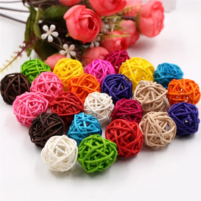10pcs/lot 3cm Rattan Ball Craft Christmas Tree Decoration DIY Ornament Pendant Wedding Party Festival Home Decor Kids Toys 62479