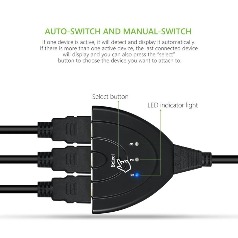 Портативный 3 HDMI порта в и 1 HDMI выход Full HD 1080P переключатель 3D дисплей изображения для мультимедийных устройств портативный 3 HDMI