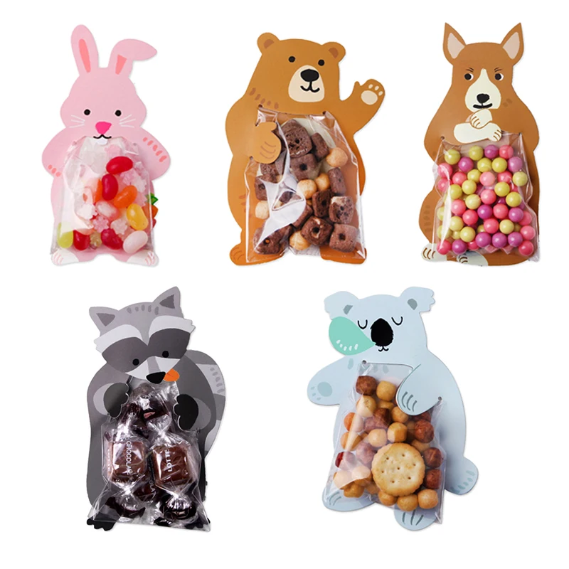 

10pcs Cute Cartoon Animal Biscuits Candy Party Food Box Wedding Decorations Kids Favor Cookie Bag Gift Box Baby Shower Decor