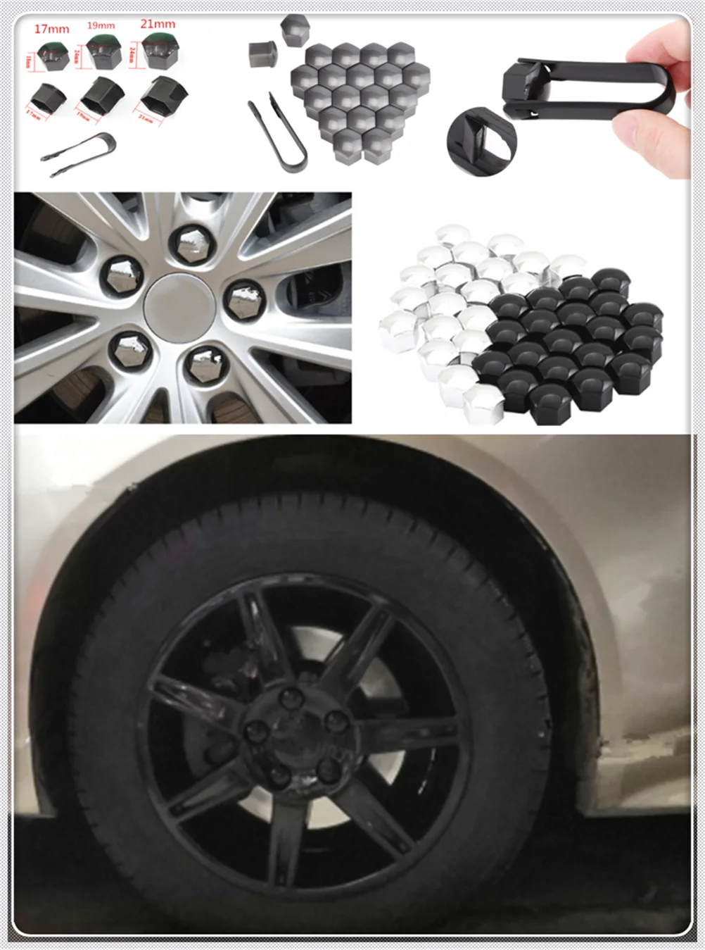 auto shape 20pcs car wheel cover screw protector nut dustproof 17 19MM for Fiat Punto Palio Uno Idea Bravo Sedici Grande