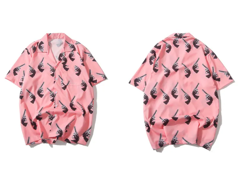 Pistol Gun Print Hawaiian Shirts 1