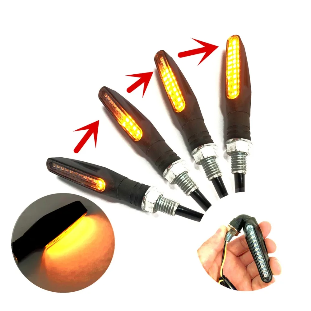 

4pcs 12 LED Motorcycle Turn Signal Lights Flowing Flashing Motorbike Indicator Blinker Moto Tail Lights Signal Lamp for Harley