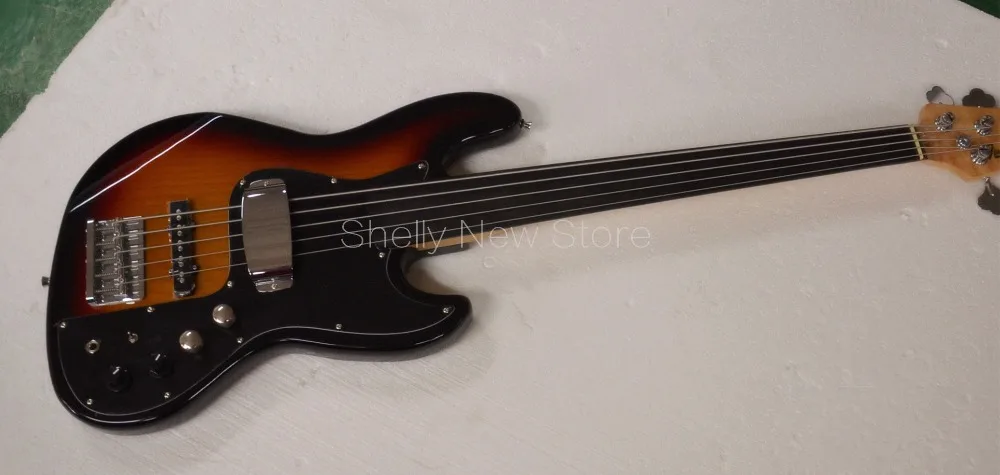 Shelly магазин на заказ Ольха тела 5 струн ebony fretless гриф активный пикап струна через джазовый электрический бас гитара