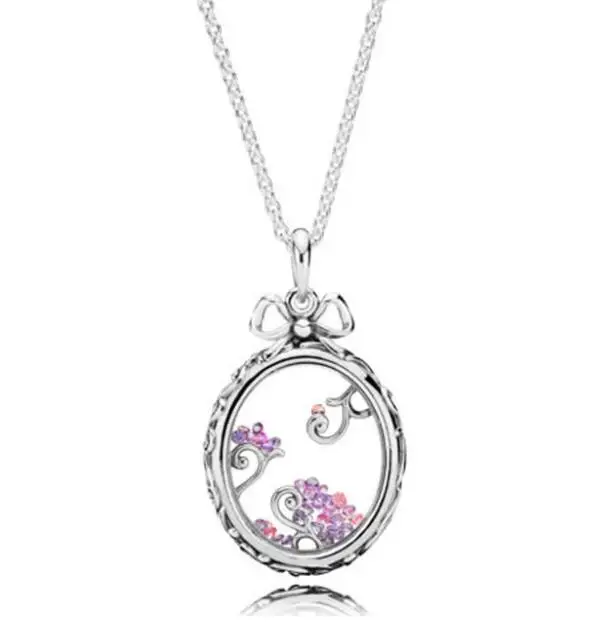 

New 925 Sterling Silver Pandora Necklace Dazzling Regal Pattern With Crystal Necklace For Women Wedding Gift Europe Diy Jewelry