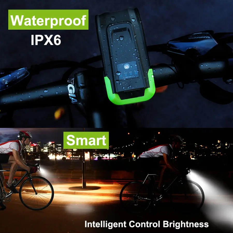 Cheap 4000mAh Bicycle Flashlight Induction Bike Front Light Set USB Rechargeable Smart Headlight With Horn LED Bike Light+Rear Lamp 3