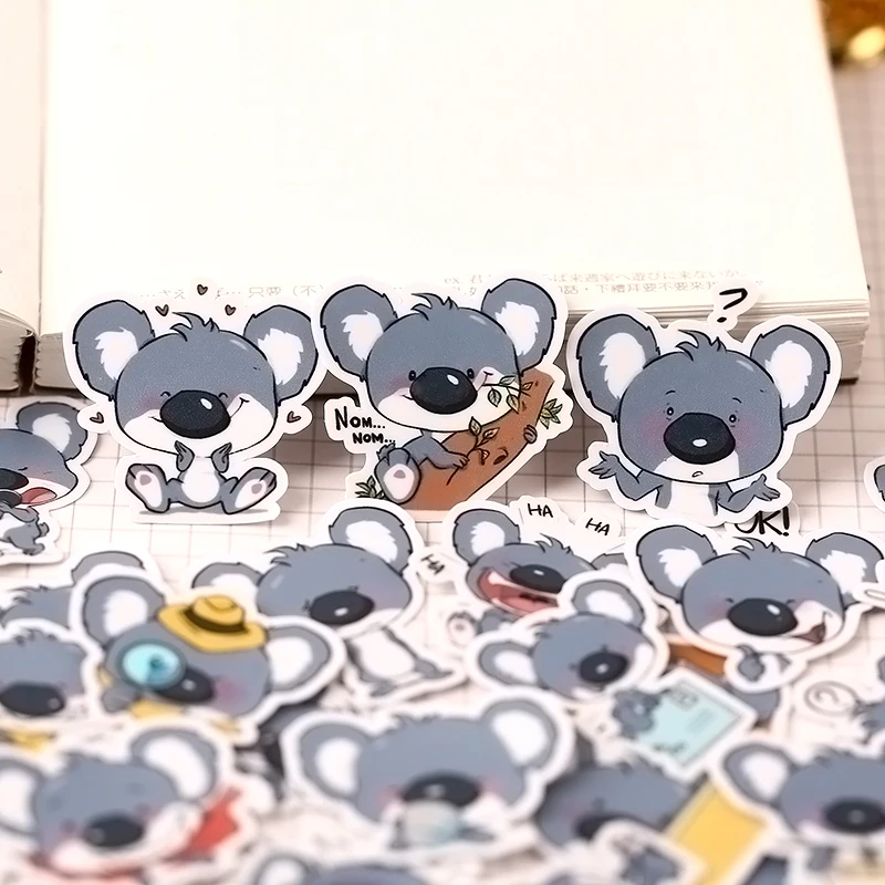 40pcs Cute Animal Koala Fodder Stickers Package Hand Books Cartoon Diary Creative Diy Tiny Translucent Paste Tools Stationery