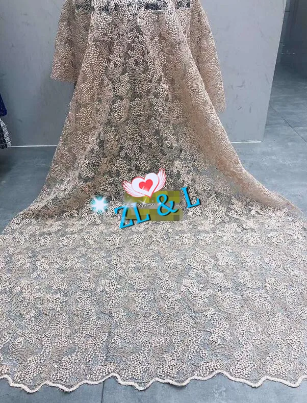 2019 bright silk thread plus strand embroidery French mesh African lace fabric 50308 water soluble for wedding dress skirt | Дом и сад