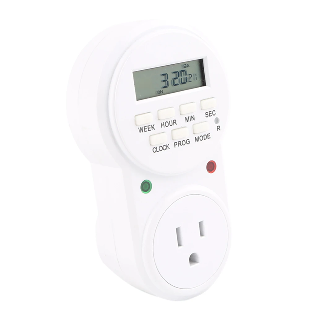 7 Day / 24 Hour Programmable Digital Weekly Light Switch Timer US Plug for Home Appliance Electrical Outlet Socket