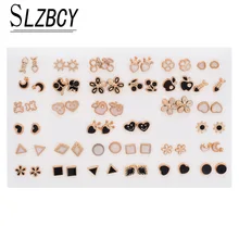 SLZBCY милые Цветные Разноцветные Смешанные Серьги-гвоздики в форме фруктов, набор золотых квадратных сережек из сплава для девочек, детский подарок, ювелирное изделие