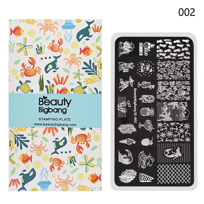 BeautyBigBang набор пластин для штамповки ногтей, летний цветочный дизайн ногтей Stempel, штамп для дизайна ногтей, шаблон для ногтей akryl