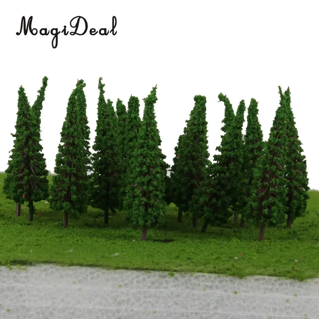 MagiDeal High Simulation 50Pcs/Lot 1/100 Scale Pagoda Trees Model Train Railroad Scenery for House Garden Park Greenery Decor