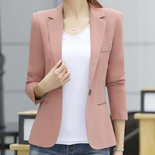 Женские блейзеры с длинным рукавом, Тонкий Блейзер для женщин размера плюс, однотонное пальто, женская куртка, черный, синий, желтый, розовый блейзер для женщин