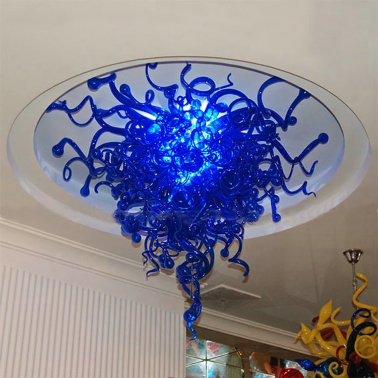 

Modern Ceiling Chandelier Hand Blown Glass Chandelier LED Blue Art Glass Chandelier Light Fixtures