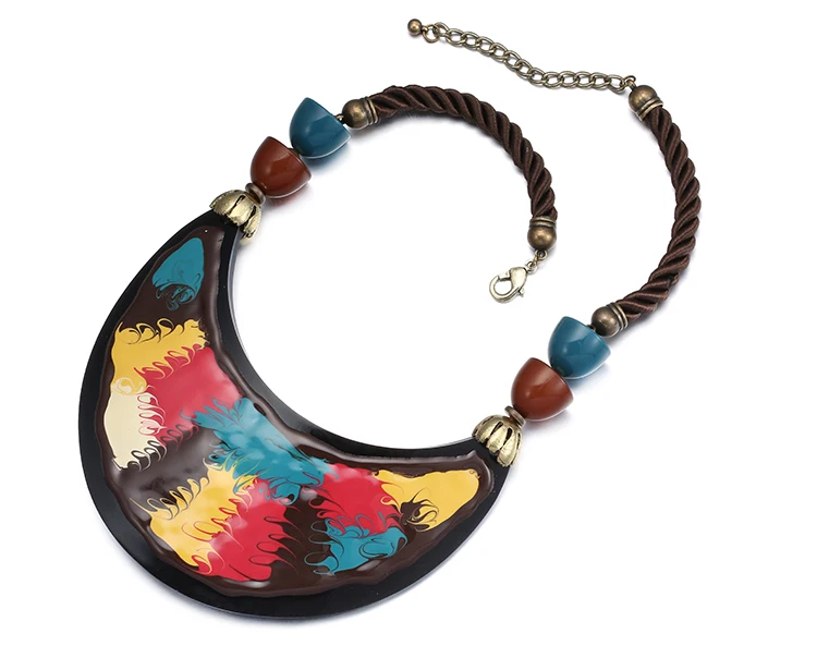 Enamel resin necklace rope choker necklaces for women colorful handmade painting statement necklace chic jewelry eManco