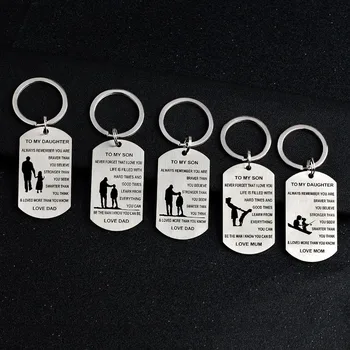 

Stamped To My Son To My Daughter Never Forgot I Love You Keychain Love Mum Car Key Tag For Father Mother Kids Son Gifts