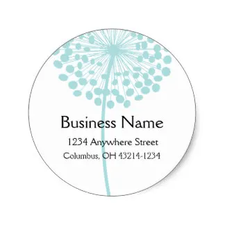 3 8cm blue dandelion flower round address labels in stickers from