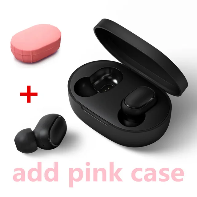 Original Xiaomi Mi Redmi AirDots Earphone Bluetooth 5.0 Wireless headset Noise Reduction stereo Headphone Earbuds Handsfree - Цвет: add pink case