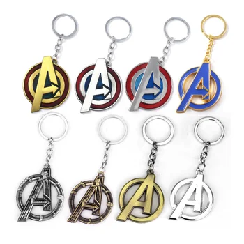 

20Pcs Wholesale The Avengers Metal Keychain Letter A Logo Enamel Key Chain Car Men Fans Bag Accessories