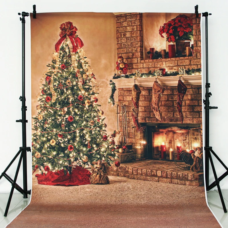 

5X8ft Photo Background Photography Christmas Backdrop Christmas Tree Fireplace Digital Printing backgrounds cm-6335